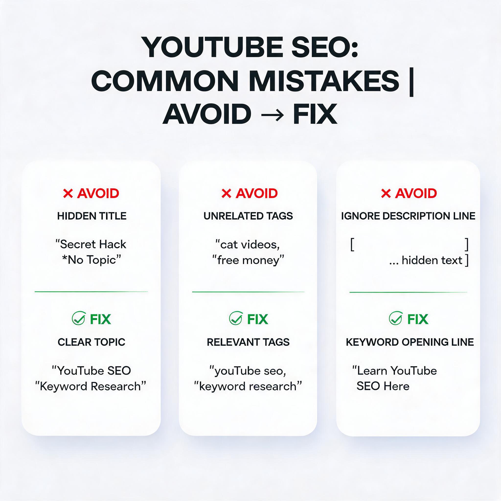 YouTube Keyword Research Guide common mistake illustration